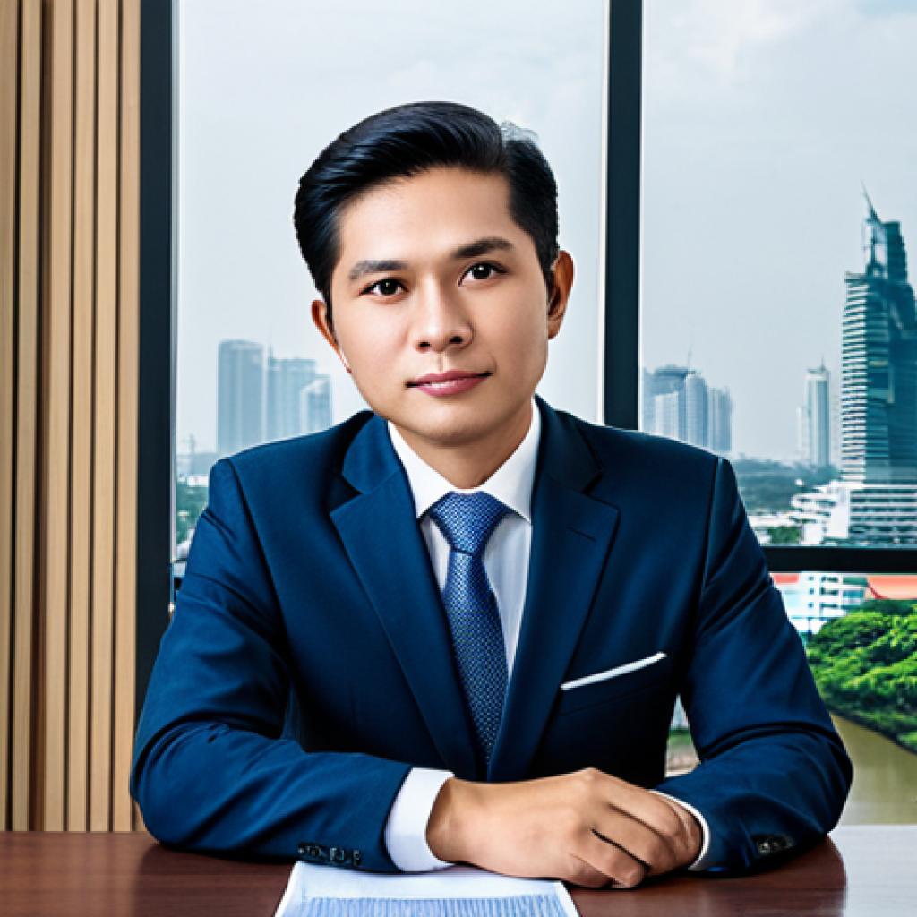 **

A professional Thai lawyer in a modest business suit, sitting at a desk in a modern law office in Bangkok, fully clothed, appropriate attire, safe for work, perfect anatomy, natural proportions, professional photography, high quality. The office has a view of the Chao Phraya River.

**