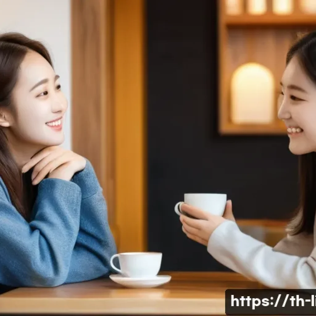 한국어 의미론 - **Prompt:** A heartwarming scene in a cozy, modern Korean cafe. Two young Korean women, one appearin...