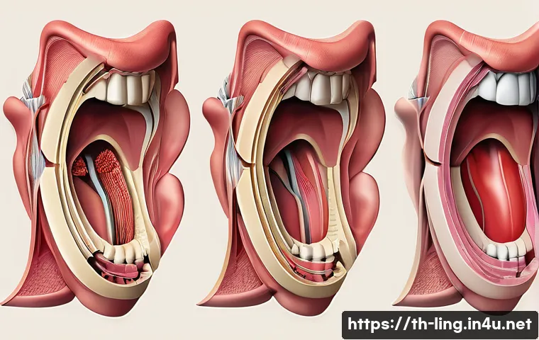 음성 장애와 치료 - A detailed and realistic medical illustration of vocal cords showing damage caused by improper voice...